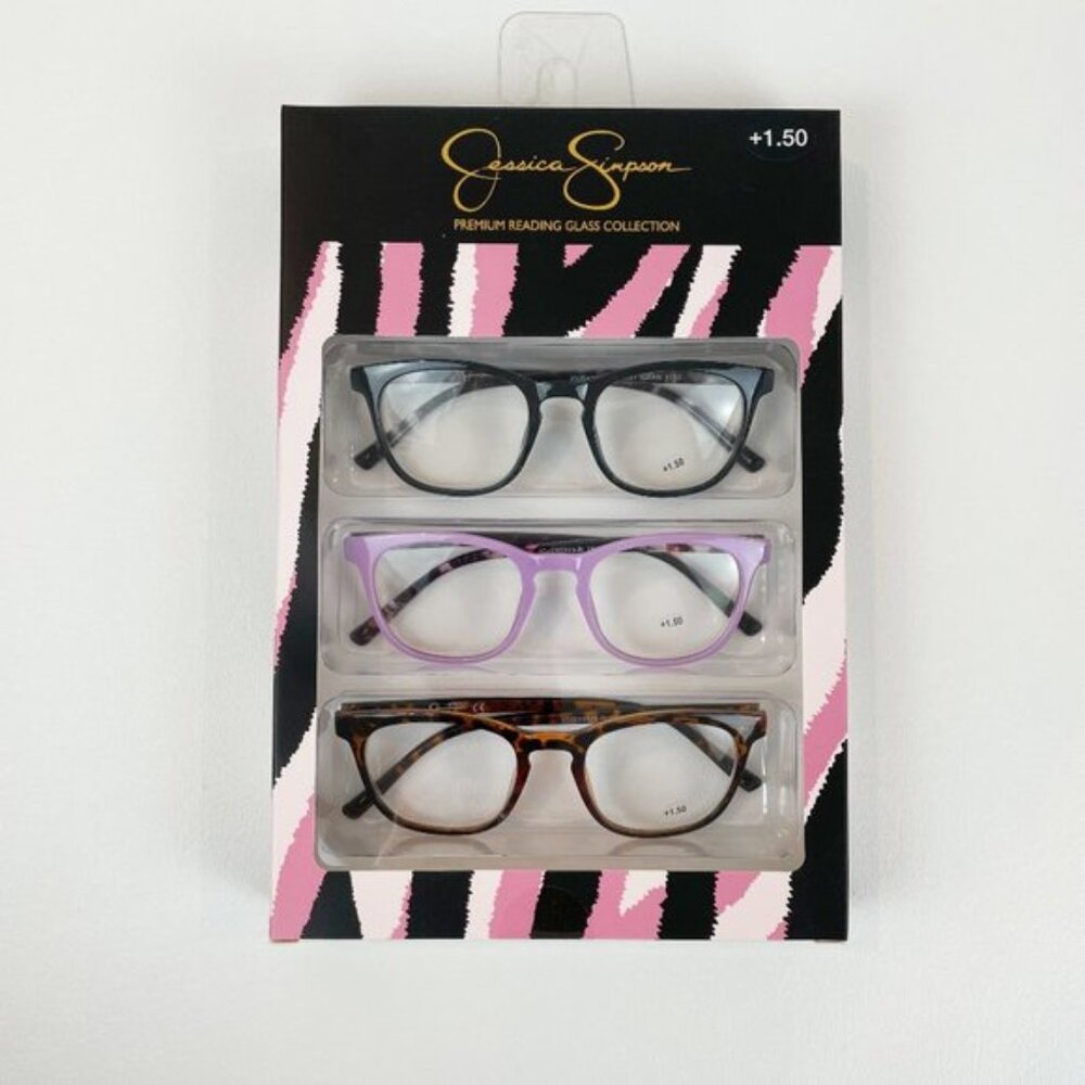 Jessica Simpson +1.50 Reading Glasses Tortoise Purple Black